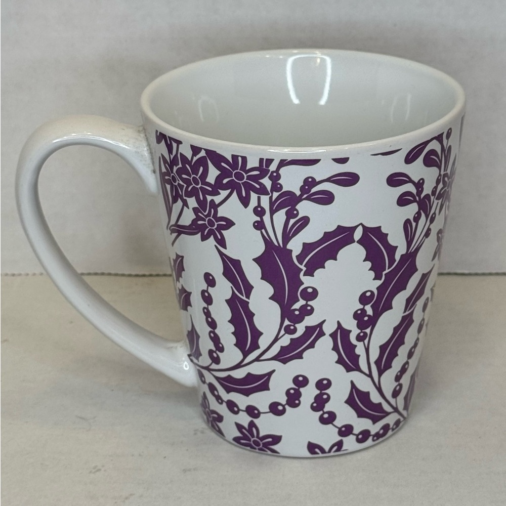 Starbucks 2017 Holiday Mug  Purple Poinsettia and Holly Berry Floral design - Picture 5 of 5